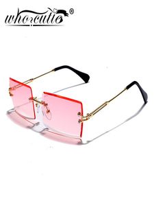 Trendiga rektangel Rimless Solglasögon Kvinnor 2020 Brand Design Metal Frame 90S Ocean Lens Frameless Sun Glasses Shades Female S2988458572