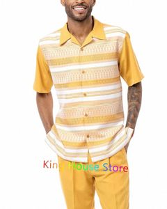 2 Piece Sets Shirt Men Outfits Summer Fi Hawaiian Casual Butt Short Sleeves Shirt+Shorts Pants Suits Men's Clothing Set r1Th#