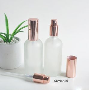 100 ml Rose Gold Empty Essent Oil Spray Bottle Frosted Glass Spraying Container Package Parfym Sprayer7297896