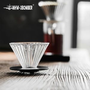 MHW-3bomber Glass Coffee Dripper Återanvändbar kon Häll över kaffedrippan med filterpapper Professionella hem baristas tillbehör 240313