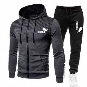 Herbst Winter Entdeckung Männer Anzug Neue Marke Sport Gedruckt Hoodie Sets Männliche Luxus Fleece Zip Casual Designer Sportswear Anzüge p7ut #