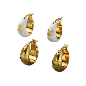 Circle earrings designer for women ohrringe hoop 18k plated gold luxury earings girls mans luxurious letter charm ohrringe white zh204 H4