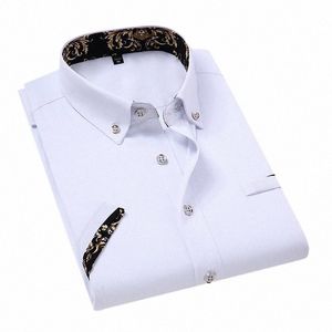 men's clothing Arrival Men Shirt Fi Causal Short Sleeved Male Dr Social Busin Brand Shirt Soft Weeding White Shirts q7oh#