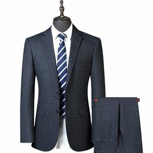 Hochwertiger Blazer + Hosen Herren Fi Busin Italienischer Stil S Gentleman Britischer Stil Hosting Lässige Hochzeit 2-teiliges Set L3Zj #