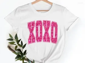 Magliette da donna T-shirt XOXO Not Glitter Camicia per San Valentino in cotone Moda divertente unisex carina maglietta per San Valentino