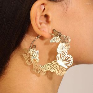 Hoop Earrings Layered Butterfly Large For Women Girls Gold Plated Small Animal Wrap Dangle Hoops Fashion Delicate Jewelry Gift