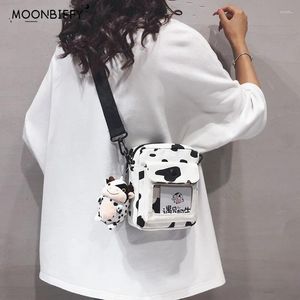 Torby na ramię urocze krowie mini torba na crossbody dla kobiet 2024 Kawaii Canvas Student Student Mała Messenger Korean Fashion Torebki