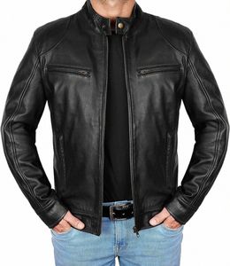 Herren Fi Lederjacke Slim Fit Stehkragen PU Jacke Männlich Anti-Wind Motorrad Revers Diagal Reißverschluss Jacken Männer 5XL L2M0 #