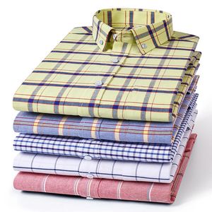 Quality Mens Social Shirts Plaid Stripe Fashion For Male Shirt Long Sleeve Cotton Oxford 100%Pure Casual Man Shirt S-6XL 240314