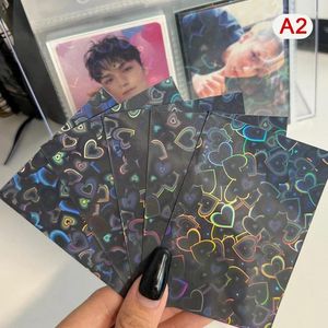 Borse contenitore 50PCS PP Trasparente Buste per carte Kpop 61x91mm 20C Supporto per cuore bling per cartoline Holo Caricamento dall'alto Film Pocard Carte da gioco Protezione