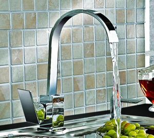 Kitchen Sink Faucet Mixer Tap Swivel Spout Chrome Brass Square Single Spak Mono72833032480949