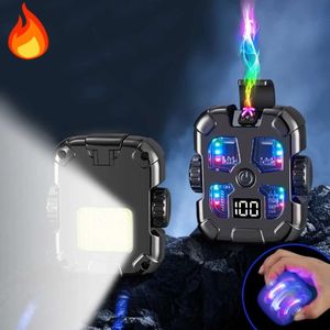 New Pulse Plasma Dual Arc USB Charging LED Display Metal Windproof Portable Flameless Outdoor Camping Personalized Men's Gifts