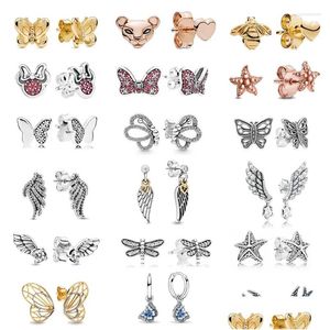 Brincos de garanhão Europa 925 Sterling Sier Pan Animal Borboleta Brinco Jóias para Meninas Mulheres Presente de Aniversário Entrega Gota Ottek