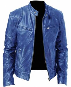 2024 Leder Motorradjacke Männer Slim Kurzmantel Kragen PU Jacken Herbst Winter Winddicht Ledermantel Blazer Männer Blazer 5XL 52gN #