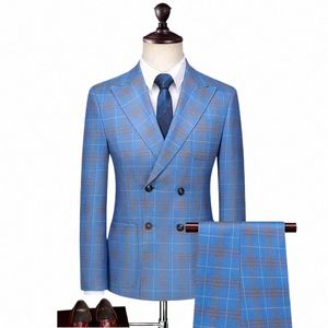 S-5XL-Blazer für Herren, formelles, an vier blaues Hemd angepasstes Kleid, dreiteiliges Kleid für das neue Jahr, Hochzeitskleid, Hochzeitsfest u20p#