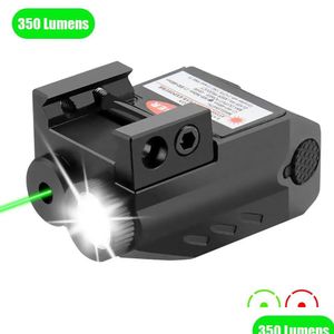 Scopes taktik LED ışık kırmızı lazer görüşü kombo 350 lümen usb şarj edilebilir kompakt raylı montaj hafif-yeşil damla dağıtım dişlisi erişimcisi DHCS6