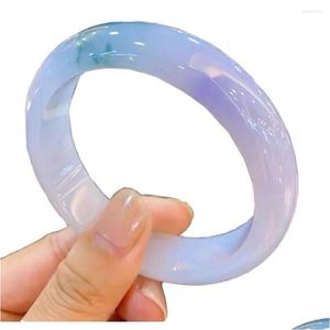 Bangle Violet Jadeite Peace M Round Bar Wave Fower In The Spring Of Color Female Money Waxy Knd Purple Jade Bracelet Drop Delivery Jew Otbkm