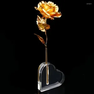 Vase 1PCハート型アクリル愛ローズベースフラワーアレンジメントクリエイティブリビングルームホームデコアシートバレンタインデーギフト