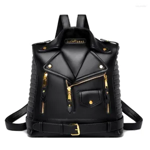 Backpack Anti Theft Zipper Women 2024 Motorcycle Shoulder Jecket Bag Travel Large Fashion Ladies Bagpack School Bags
