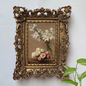 Frame European Style Photo Frame Photo Holder präglade blommig bordsskiva hängande bild Display Bildhållare Heminredning