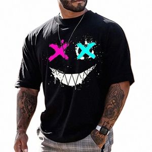 hip Hop Men's T-shirt Summer New Fi Letter Printing Expri Pattern Casual Loose Funny Tops Short Sleeved Streetwear 53Ln#