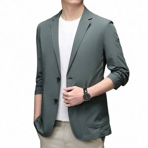 Mężczyźni na Blazer Jacket 2022 Spring i Summer New Men Thin Slim Fit Fi Ficjalna kurtka do mokrej Smart Casual Single Bered Suits A3ZK#