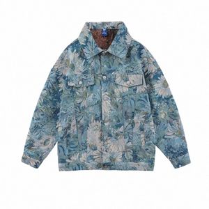 denim Jacket Men's High Street Spring And Autumn New Japanese Blue Vintage American Trendy Loose Casual Hip Hop Clothing V8KR#