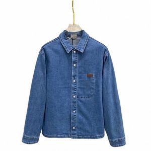 2024 Высококачественная классическая однотонная куртка 1:1 для весеннего фестиваля синего джинсового цвета из саржевой ткани для мужчин Q4Zq #
