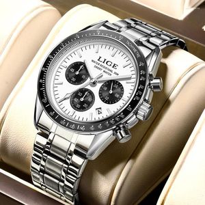 腕時計Reloj Hombre Lige Luxury Business Men Watchs Stainless Steel Quartz Wristwatch Male Calendar Luminous Clock LeLogio Masculino