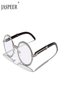 JASPEER Diamant Vintage Runde Sonnenbrille Frauen Luxus Oval Sonnenbrille Männer Strass Sonnenbrille Steampunk Marke Designer Brillen5552973