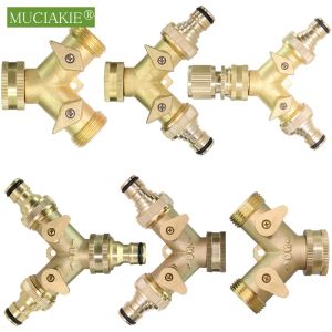 Connectors 3/4'' Heavy Duty Brass Garden Hose Coupling Diverter 2 Way Hose Spigot Adapter Y Watering Irrigation Joints Independent Valve