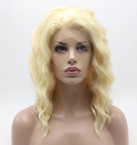 Iwona Hair Natural Faid Medium Długa światła blond peruka 17613 Pół ręcznie związana ciepło odporna na syntetyczną koronkę przednią perukę przednią 70860992296324