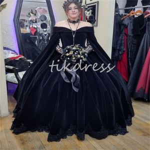 Rönesans Sömürge Siyah Balo Elbiseleri Tarihi Viktorya Ortaçağlı Gece Vampir Gotik Cadılar Bayramı Kaftan Kadife Resmi Parti Elbiseleri Vestido de Novia