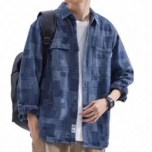 spring and Autumn New Fi Temperament Trend Japanese Denim Jacket Man Simple Casual Loose Vintage Male Top Outerwear Clothes x1jd#