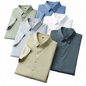 high Quality Summer Busin Dr Shirt For Men Solid Color Short Sleeve Crease-resistant N-iring Korean Luxury Clothing U6ja#