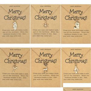 Pendant Necklaces Promotion Christmas Santa Crutch Boots Reindeer Snowflake Xmas Card Necklace Gift For Drop Delivery Jewelry Pendants Dhizm