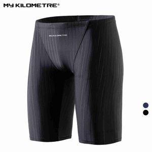 Męskie stroje kąpielowe My kilometr męskie pływanie Jammers stnie strojowe plus rozmiar 4xl Swimming Training Swimsuit Man Black Endurance Solid Swimsuit 24327