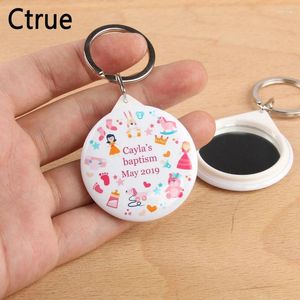 Party Favor 50pcs Personalized Name Date Keychain With Mirror Boy Baby Shower Gift Birthday Decorations Kids Holy Communion Souvenir