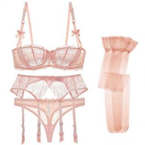 New Womens Sexy Underwear Lace Bra Brief Sets 4 Pcs Lingeries