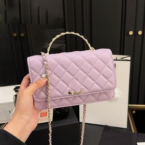 24P Rhinestone Metal Handle Designer Wallet Shoulder Bag Portable Diamonds Letters Decoration Cubes Hardware Women Woc Shiny Cross Handbag Luxury Purse 19x12cm