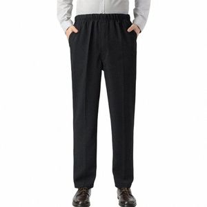 Summer Thin Men's Ice Silk Four Side Elastic Casual Pants Pappas byxor Lossa byxor medelålders och äldre herrbyxor E1MU#