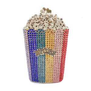 Luxury Designer popcorn Evening Bags Crystal Party Purse Wedding Colorful Clutch 240315