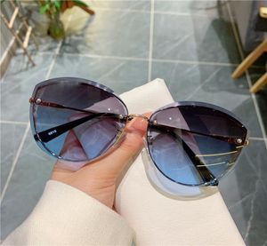 Rimless Clip Oval Eyeglass Sun Glasses For Women Oversized Retro Vintage Designer Sunglasses Car Driving Outside Shades8561340