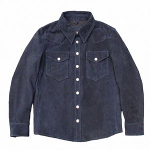 Giacca in pelle da uomo in pelle di pecora morbida elasticizzata leggera da cowboy cappotto da moto stile occidentale primavera autunno vintage abbigliamento da uomo l8Aa #