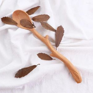 Spoons Japanese Natural Wooden Spoon Unique Branch Shape Soup High Quality Flatware Long Handle Kitchen Utensil