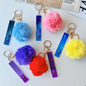 Keychains Acrylic Debit Grabber Keychain Long Nails Contactless With Pom Ball And Starry Sky Plastic Clip