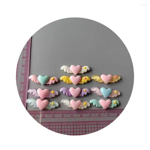 Decorative Flowers Mixed Flatback Wing Heart Flat Back Resin Cabochon With Crystal DIY Decoration Crafts Scrapbooking Accessories