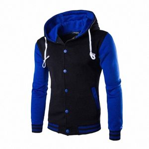 new hooded baseball sweater men's jacket single breasted slim fit cardigan short brushed couple casual sports hoodie V5hw#