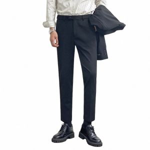 2023 Spring Men's Formal Pants Fi Casual Slim Fit Busin Pants Men's Wedding Party Work Suit Pants Classic Byxor A01 P7NG#