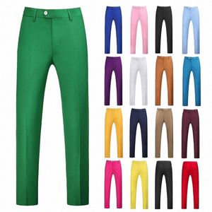 20 kolorów mężczyzn butik solidny busin Slim Fit Suit Pants Formal Groom Wedding Fi Office Spodnie społeczne plus rozmiar 6xl-M D7XS#